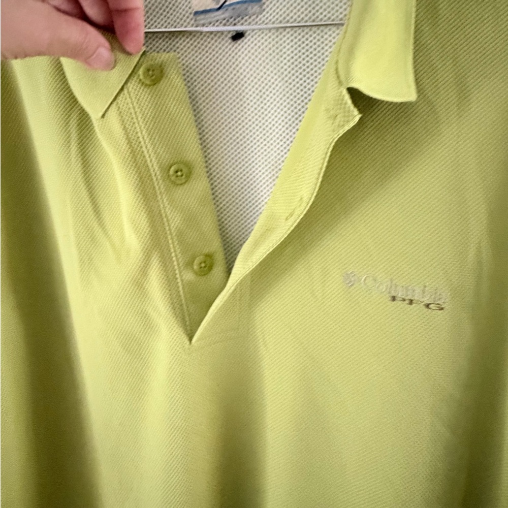 Columbia PFG Mens Polo‎ Shirt Green Vented Back Omni-Shade Knit Short Sleeve L - Picture 5 of 8